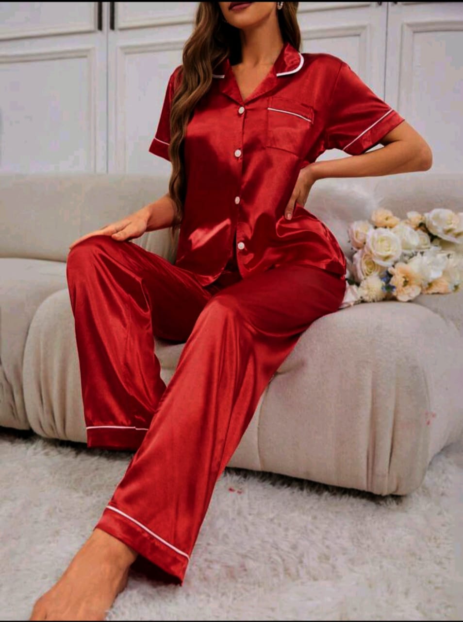 pyjama satin demi manche