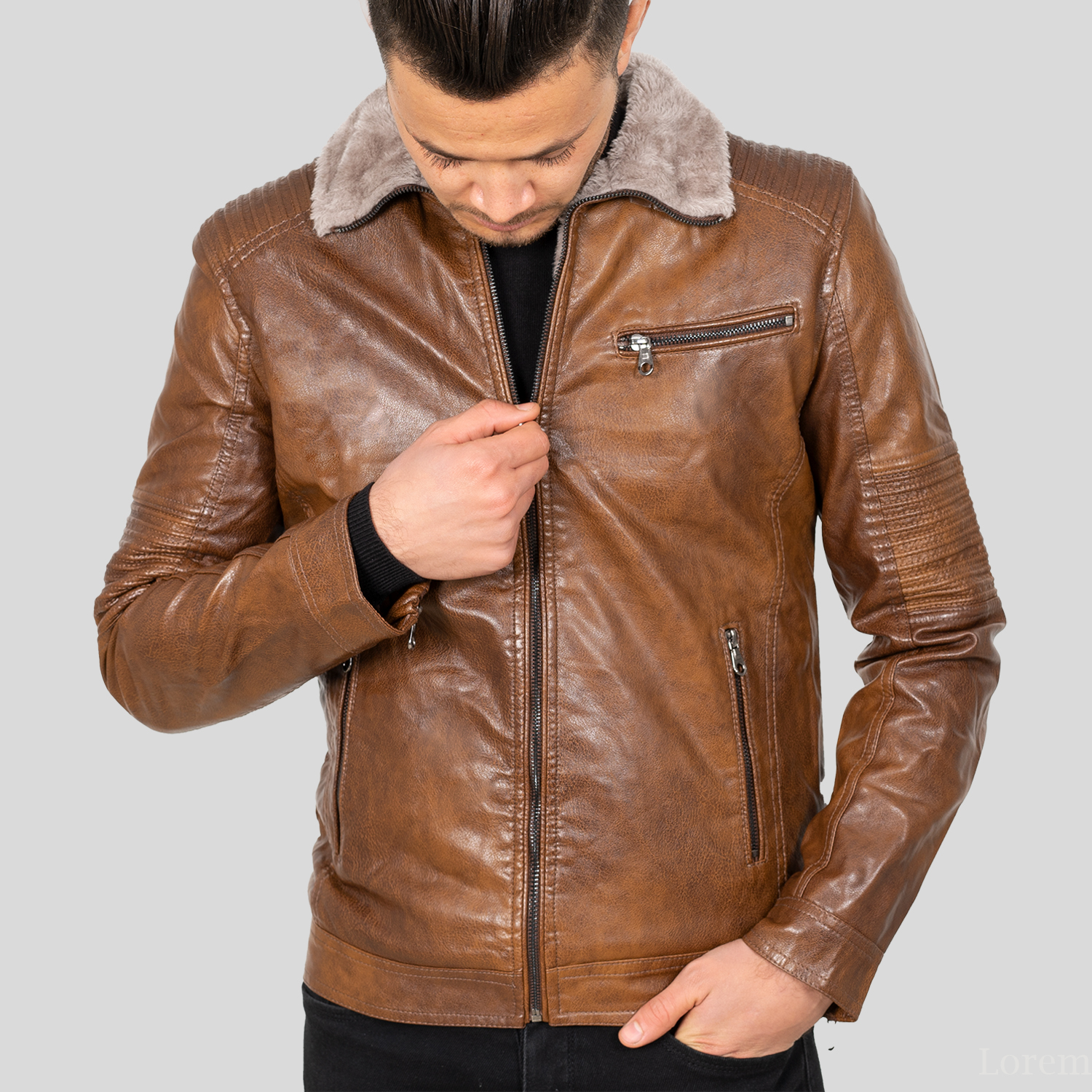 Veste rembourrée en cuir synthétique on sale
